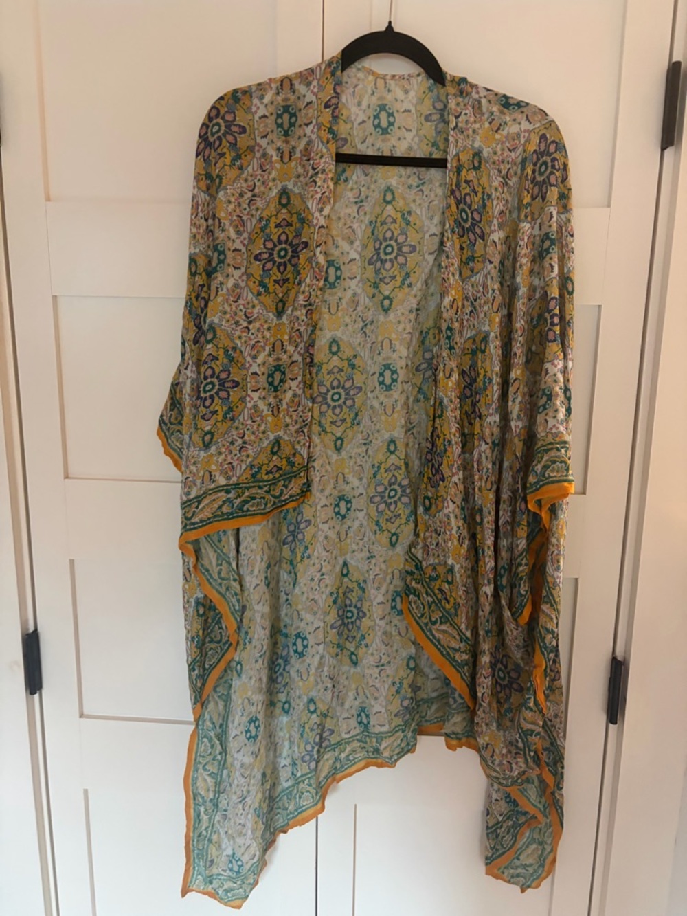 Free People Printed Kimono in Teal and Mustard